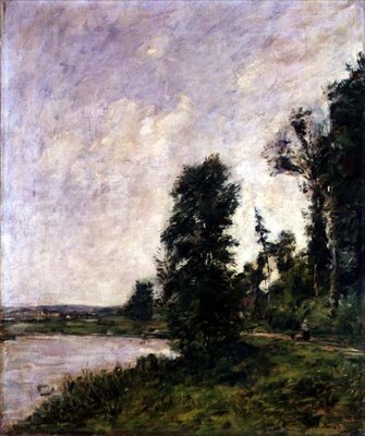 Langs de Touques, c.1890-91 door Eugene Louis Boudin