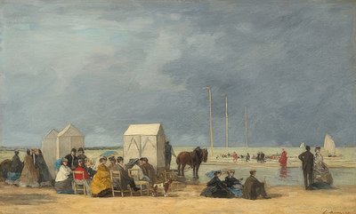 Aan het strand van Deauville door Eugene Louis Boudin