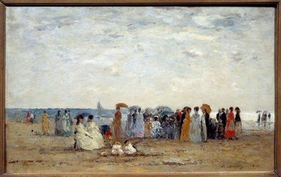 Baders op het strand van Trouville, Calvados door Eugene Louis Boudin