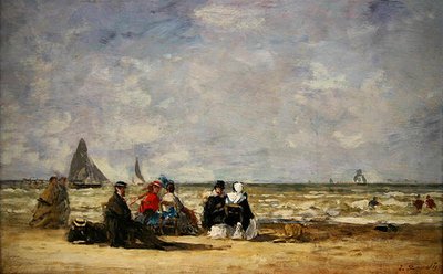 Strandscène door Eugene Louis Boudin