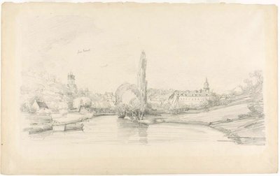 Kanaalscène nabij Brussel door Eugene Louis Boudin