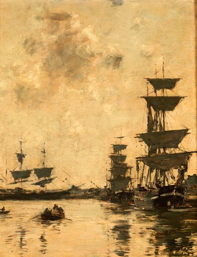 Deauville: Schoeners voor anker, 1887 door Eugene Louis Boudin