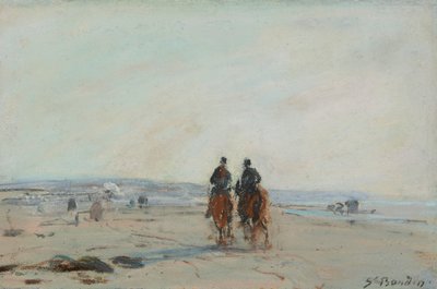 Twee ruiters op het strand, ca. 1864-68 door Eugene Louis Boudin