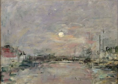 Schemering op de commerciële dok in Le Havre door Eugene Louis Boudin