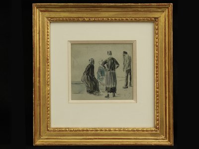 Figuren op een strand door Eugene Louis Boudin