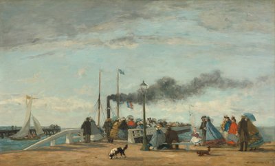 Steiger en Kade in Trouville door Eugene Louis Boudin