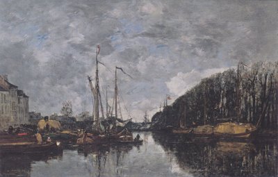Kanaal op de Allèe Verte in Brussel door Eugene Louis Boudin