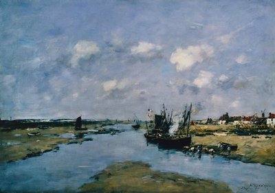 La Canche bij eb, Etaples door Eugene Louis Boudin