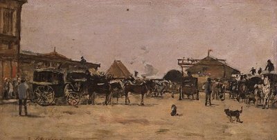 La Place de la Gare in Deauville door Eugene Louis Boudin