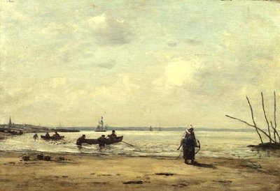 Laagwater bij Honfleur door Eugene Louis Boudin