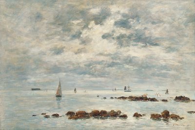 Laag tij, Saint Vaast la Hougue door Eugene Louis Boudin