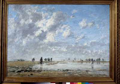 Laag tij in Etaples Schilderij door Eugene Louis Boudin (1824-1898) door Eugene Louis Boudin