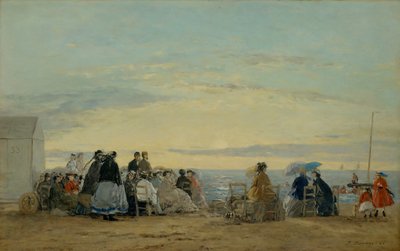 Op het Strand, Zonsondergang, 1865 door Eugene Louis Boudin