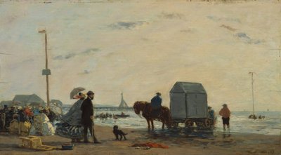 Op het strand van Trouville door Eugene Louis Boudin