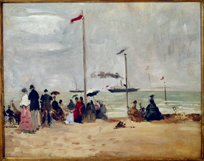 Op het strand van Trouville, Normandië door Eugene Louis Boudin
