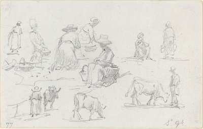 Boeren en Koeien [recto], 1877 door Eugene Louis Boudin