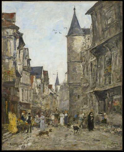 Rue Saint-Romain, Rouen door Eugene Louis Boudin