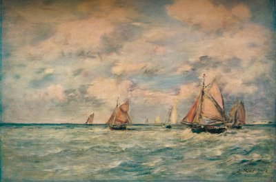 Sortie Des Barques A Trouville door Eugene Louis Boudin