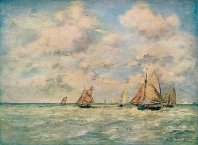 Sortie Des Barques A Trouville door Eugene Louis Boudin