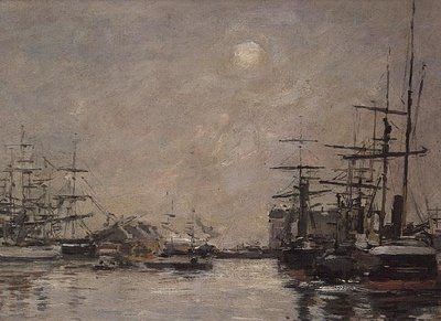 Het bassin van de Barre, Le Havre door Eugene Louis Boudin
