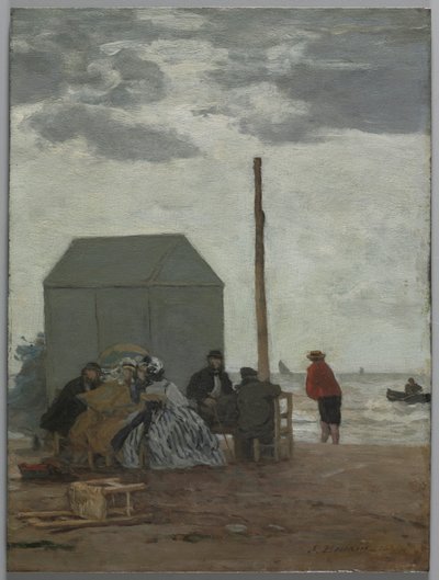 Het strand van Deauville door Eugene Louis Boudin