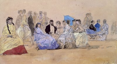 Het Strand van Trouville, 1866 door Eugene Louis Boudin