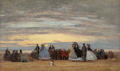 Het strand van Villerville, 1864 door Eugene Louis Boudin