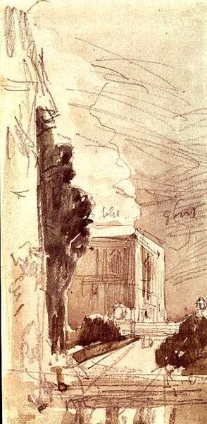 Het terras van een kasteel door Eugene Louis Boudin