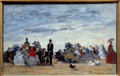 Strand van Trouville door Eugene Louis Boudin
