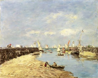 Trouville, de pier en het bassin, 1896 door Eugene Louis Boudin