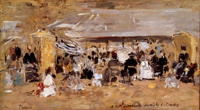 Uitzicht op het strand van Deauville in Normandië (19e eeuw) Parijs, Musee d