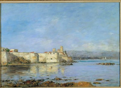 Zicht op de haven van Antibes door Eugene Louis Boudin