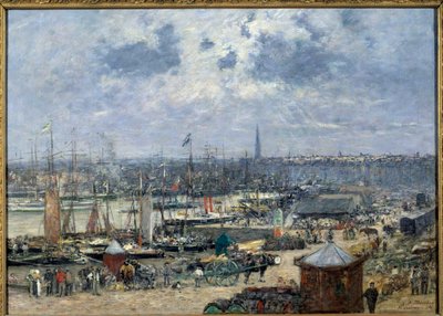 Uitzicht op de haven van Bordeaux door Eugene Louis Boudin