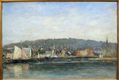 Uitzicht op de haven van Trouville door Eugene Louis Boudin