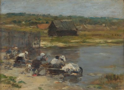 Wasvrouwen aan de rand van de vijver, 1880-85 door Eugene Louis Boudin