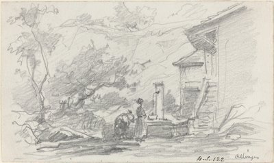 Vrouwen bij een bron, Allinges, eind 19e eeuw door Eugene Louis Boudin