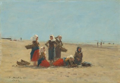 Vrouwen op het Strand bij Berck, 1881 door Eugene Louis Boudin