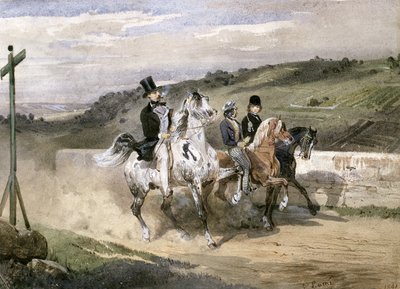 Horace Vernet en zijn kinderen rijden in het land door Eugene Louis Lami