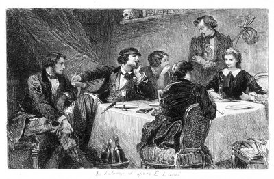 Illustratie door Eugène Lami van de "Mimi de Pinson" door Alfred de Musset door Eugene Louis Lami