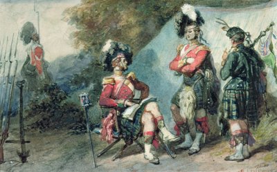 Officieren van de 79e Highlanders in Chobham Camp in 1853 door Eugene Louis Lami