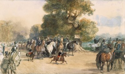 Scène in Hyde Park, ca. 1850 door Eugene Louis Lami