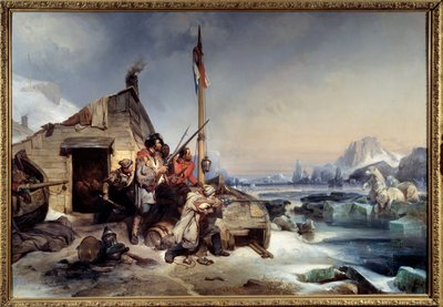 Winter van een bemanning van Nederlandse zeelieden aan de kust van Nova Zembla door Eugene Modeste Edmond Lepoittevin