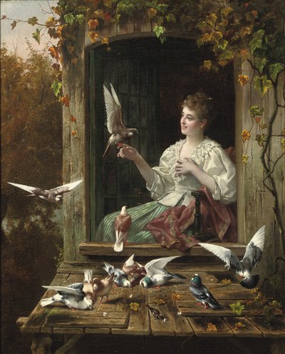De vogels voeren door Eugene Remy and Portielje Jan Maes