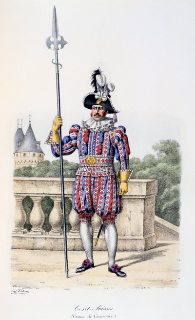 Cent-Suisses, Ceremoniële Kleding, 1814-17 door Eugene Titeux