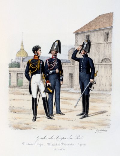 Gardes-du-Corps de Roi, Médecin-Major, Maréchal-Vétérinaire en Piqueur door Eugene Titeux