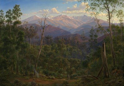 Mount Kosciusko, gezien vanaf de grens met Victoria (Mount Hope Ranges) door Eugene von Guérard
