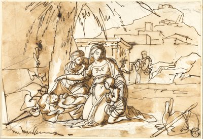 Madonna met Kind, Sint Anna en Kindje Sint Jan, met Sint Jozef op de achtergrond door Eugenio Agneni