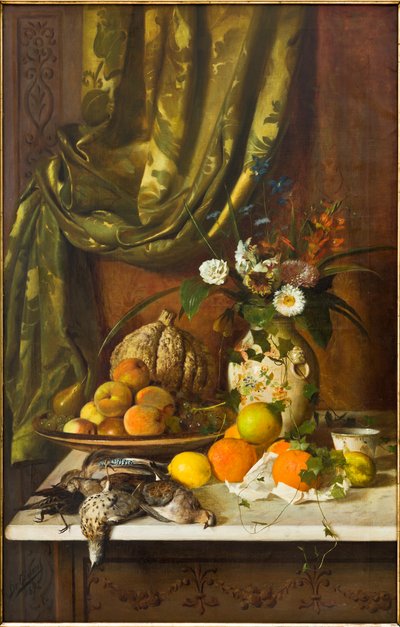 Bloemen, Fruit en Wild door Eugenio De Giacomi