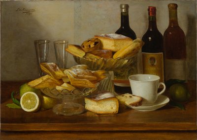 Stilleven met fles door Eugenio De Giacomi