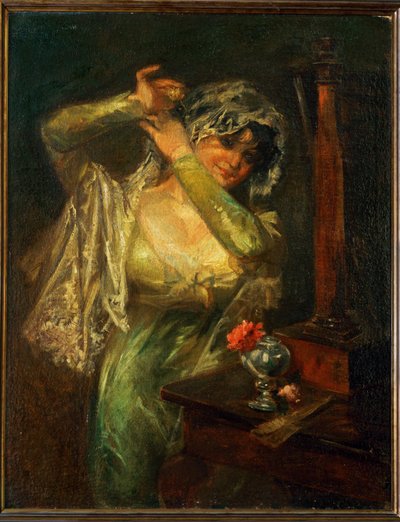 De Maja met de roos door Eugenio Lucas Velazquez